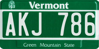 VT license plate AKJ786