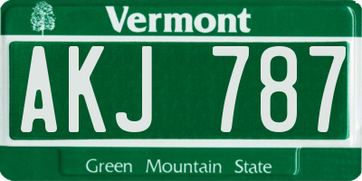 VT license plate AKJ787
