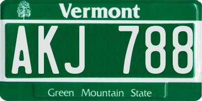 VT license plate AKJ788