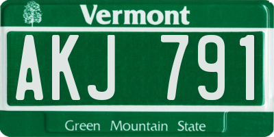 VT license plate AKJ791