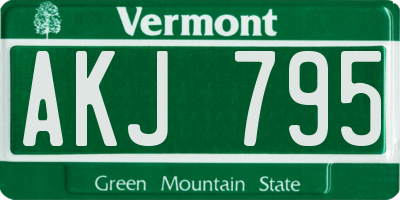 VT license plate AKJ795