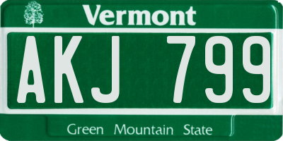 VT license plate AKJ799
