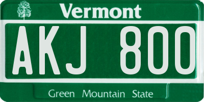 VT license plate AKJ800