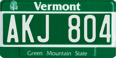 VT license plate AKJ804