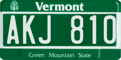 VT license plate AKJ810