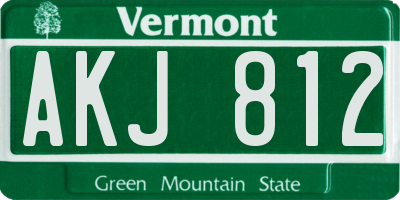 VT license plate AKJ812