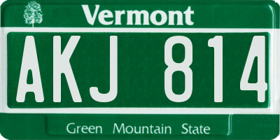 VT license plate AKJ814