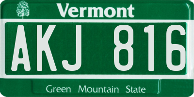VT license plate AKJ816