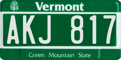 VT license plate AKJ817