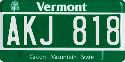 VT license plate AKJ818