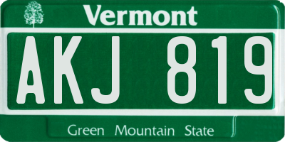 VT license plate AKJ819