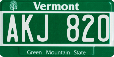 VT license plate AKJ820