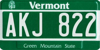VT license plate AKJ822