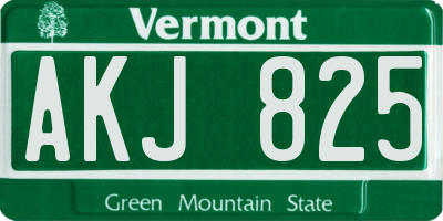 VT license plate AKJ825