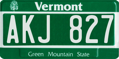 VT license plate AKJ827