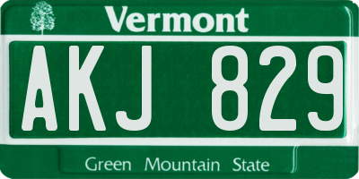 VT license plate AKJ829