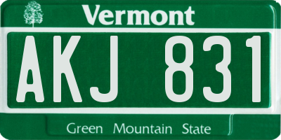 VT license plate AKJ831