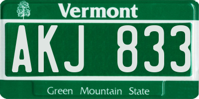 VT license plate AKJ833