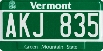 VT license plate AKJ835