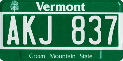 VT license plate AKJ837