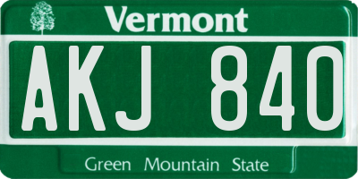 VT license plate AKJ840