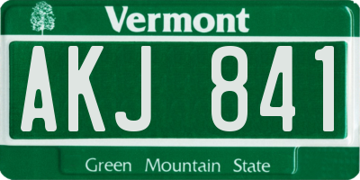 VT license plate AKJ841