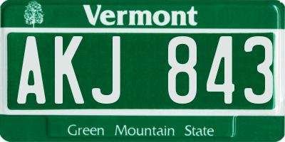 VT license plate AKJ843