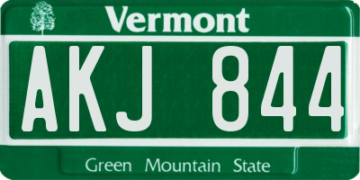 VT license plate AKJ844