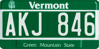 VT license plate AKJ846