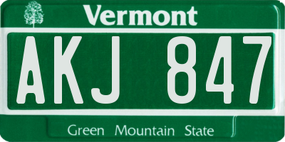 VT license plate AKJ847