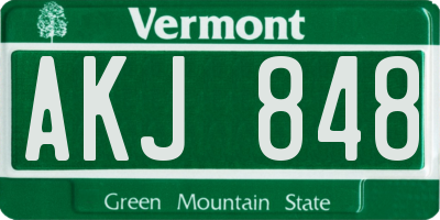 VT license plate AKJ848