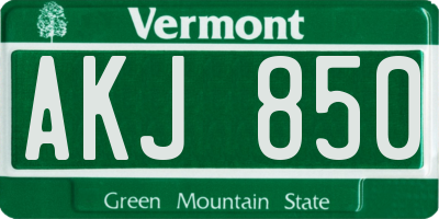 VT license plate AKJ850