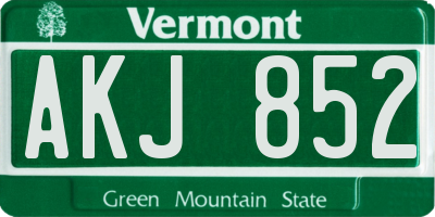 VT license plate AKJ852