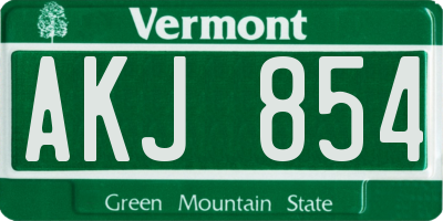 VT license plate AKJ854