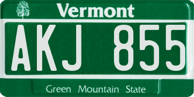 VT license plate AKJ855