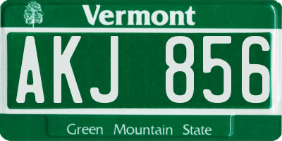 VT license plate AKJ856