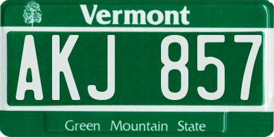 VT license plate AKJ857