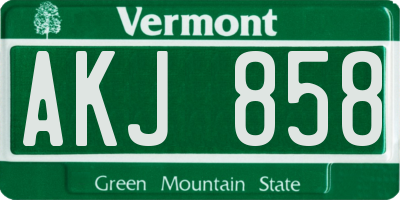 VT license plate AKJ858