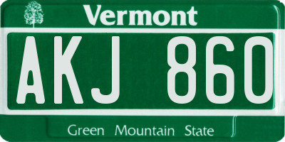 VT license plate AKJ860
