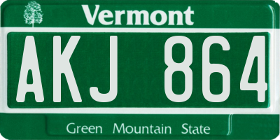 VT license plate AKJ864