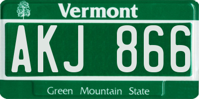 VT license plate AKJ866
