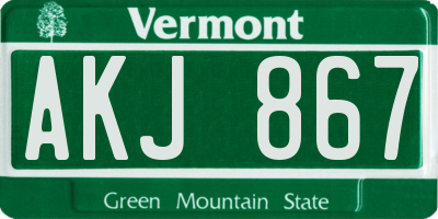 VT license plate AKJ867