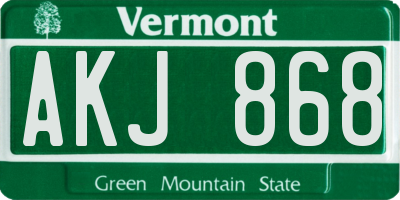 VT license plate AKJ868