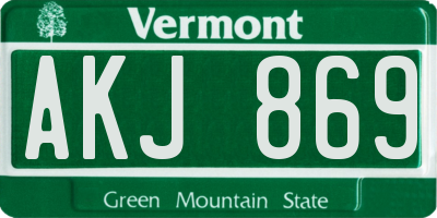 VT license plate AKJ869