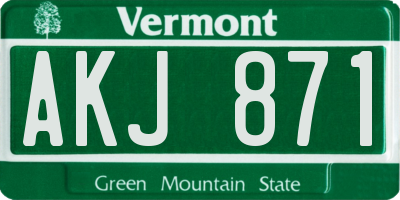 VT license plate AKJ871