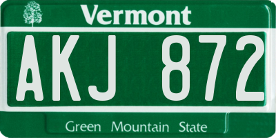 VT license plate AKJ872