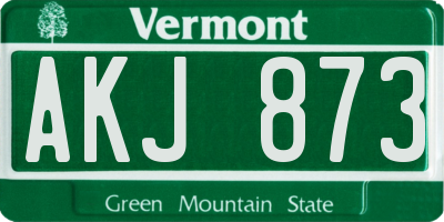 VT license plate AKJ873