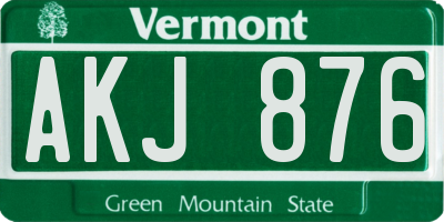 VT license plate AKJ876