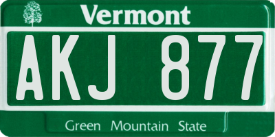 VT license plate AKJ877