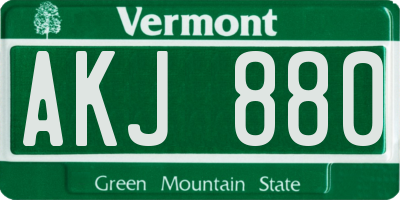 VT license plate AKJ880